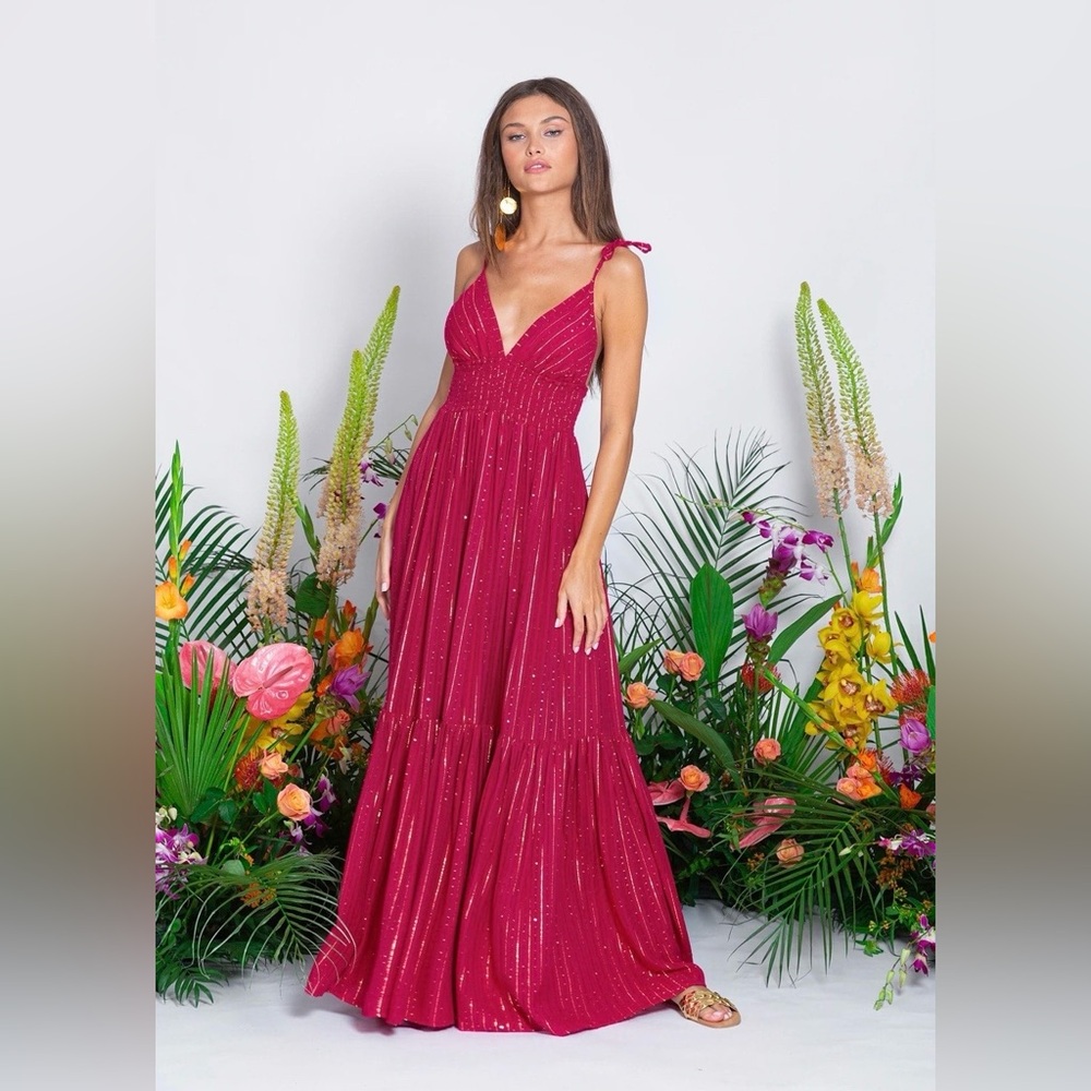 Sundress Dresses at Revolve | Yolanda Maxi Dress — Roma Fuchsia